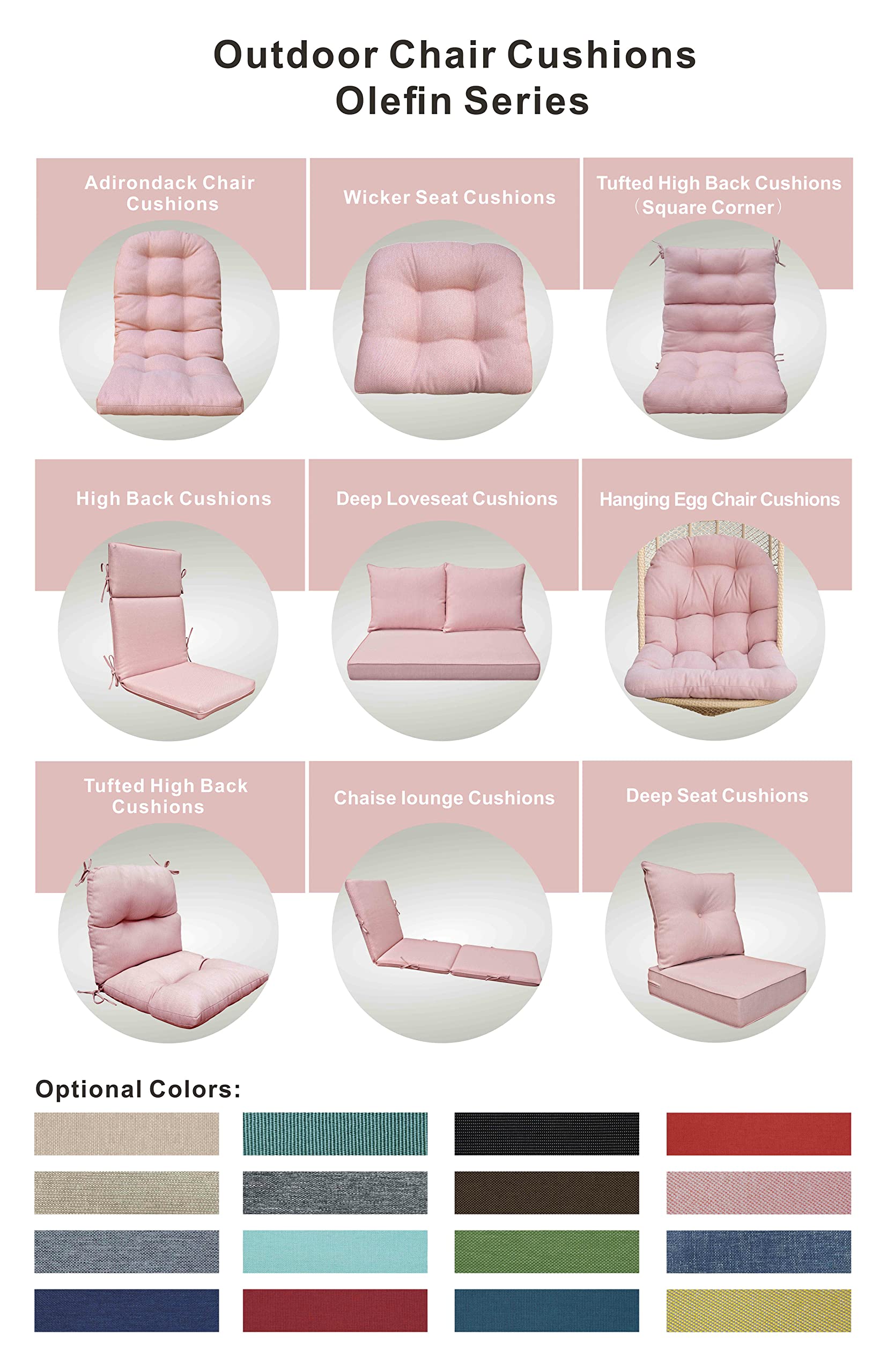 BOSSIMA Outdoor Hanging Egg Chair Cushion - Waterproof Patio Swing Seat Pad for Garden, Balcony & Porch - Mixed Coral/White (Perfect for Relaxing in Backyard, Poolside or Hammock)