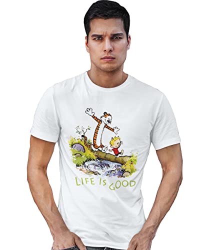 Vintage Comic T-Shirt for Men - Calvin and Hobbes Graphic Tee - Cool Motorcycle Rider Shirt - Perfect Gift for Comic Fans & Bikers - Great for Casual Wear, Road Trips & Comic Conventions