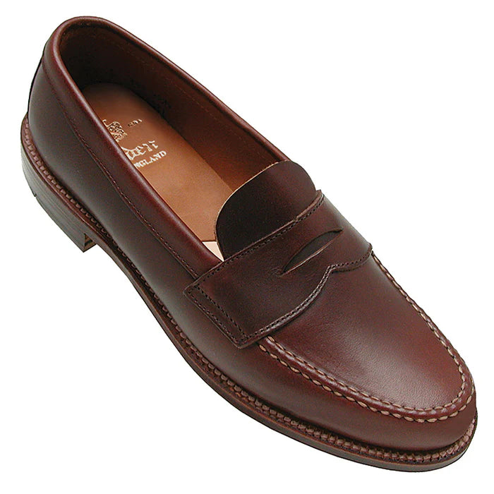 ALDEN Dark Brown Penny Loafers for Men - Genuine Leather Slip-On Dress Shoes - Perfect for Business, Office & Formal Occasions