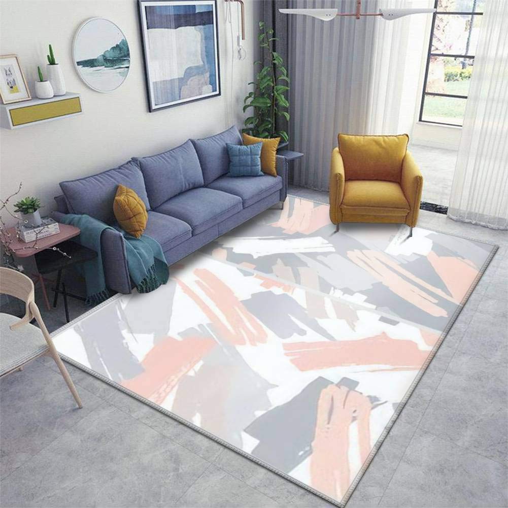 Abstract Pastel Gray & Pink Non-Slip Runner Rug - Handmade Thickened Area Rug Pad for Living Room, Entryway - Indoor/Outdoor Doormat & Floor Carpet for Home Decor, Hallway, Bedroom (Perfect for Cozy Spaces & High-Traffic Areas)