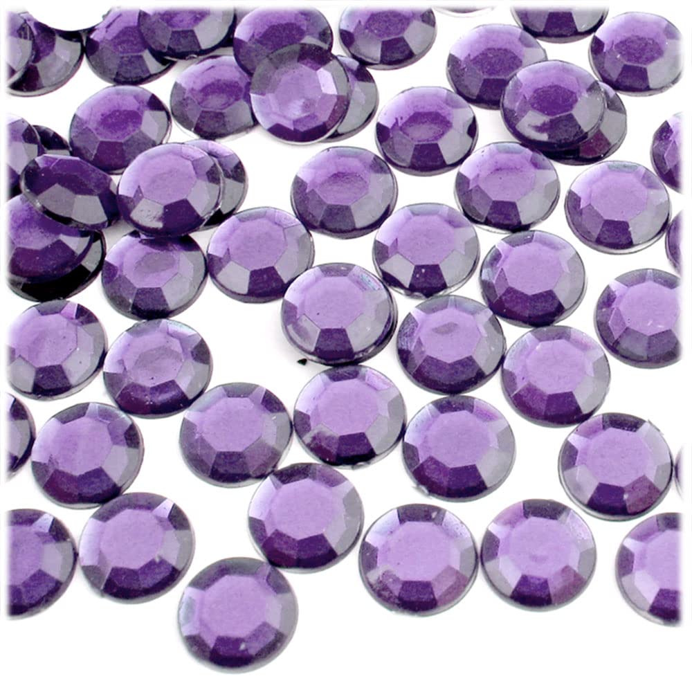 144pc 12mm Round Purple Amethyst Rhinestones for DIY Crafts, Jewelry Making, Nail Art & Home Decor - Premium Quality Glittering Gemstones by The Crafts Outlet