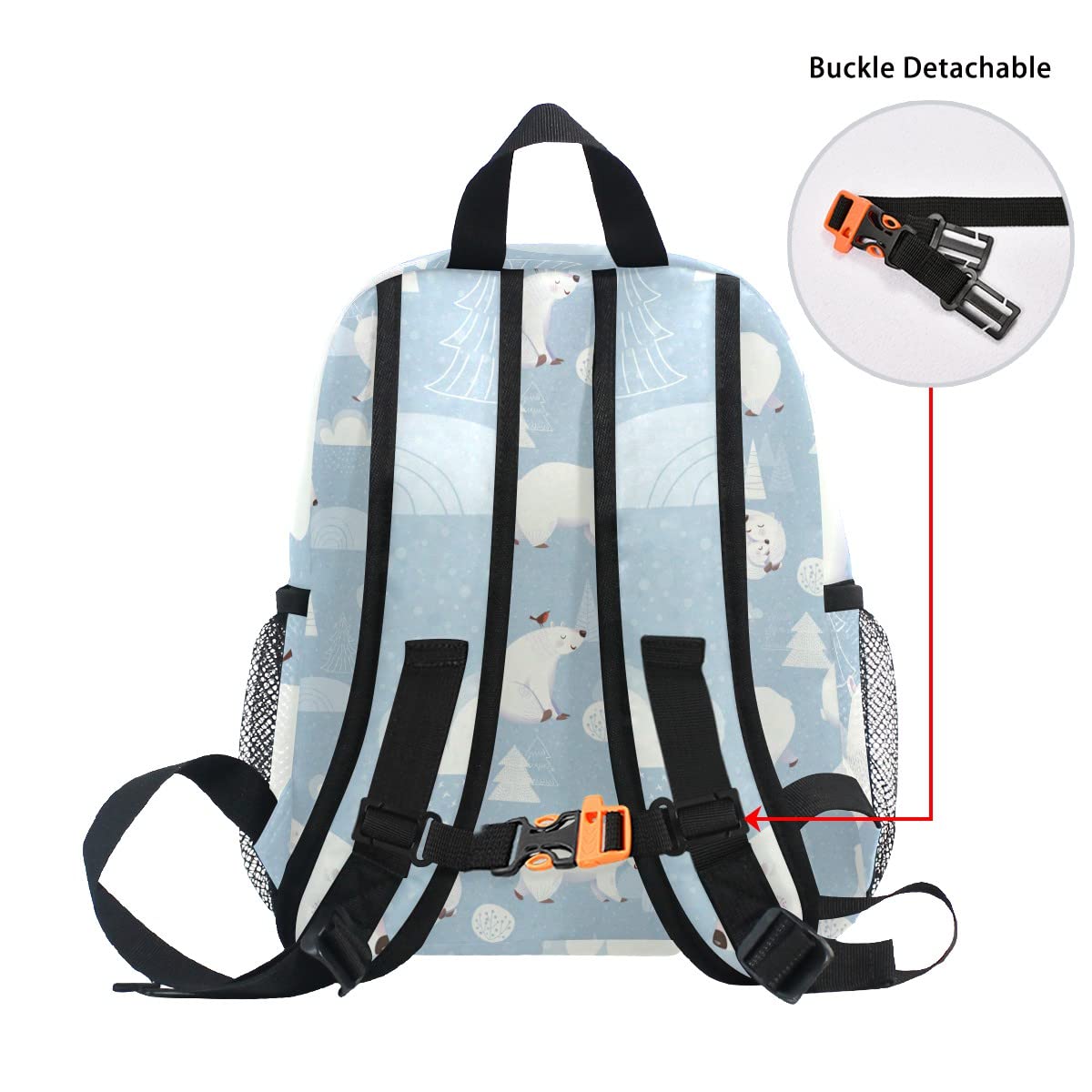 **JIPONI Polar Bear Kids Backpack for Toddlers - Cute Preschool Backpack for Boys & Girls with Adjustable Chest Strap & Pockets - Perfect for Daycare, Travel & School**