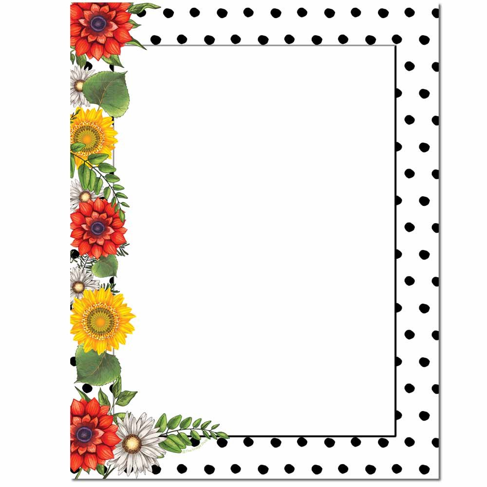 Premium Daisy Dots Letterhead Paper - 25 Sheets for Laser & Inkjet Printers - Elegant Stationery for Business Letters, Office Documents & Professional Correspondence