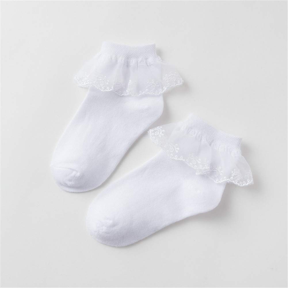 Toddler Girls Lace Ruffle No-Show Cotton Ankle Socks 3-Pack - Soft Breathable Frilly Socks for Baby Girls - Perfect for Dressy Occasions, School & Everyday Wear