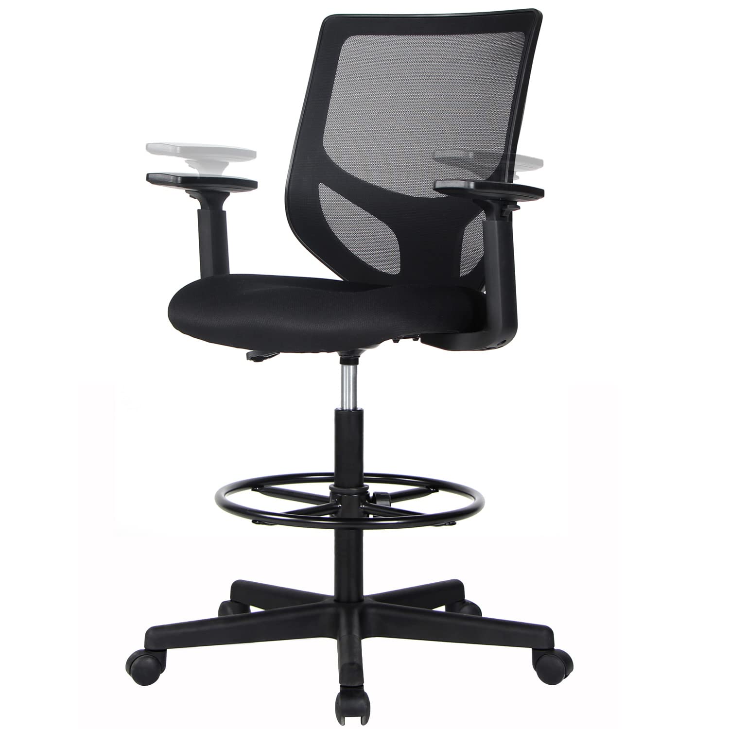 SMUG Adjustable Drafting Chair - Tall Office Chair with Mid Back Mesh & Foot Ring - Ergonomic Desk Chair for Standing Workstations - Perfect for Architects, Artists & Home Office Use