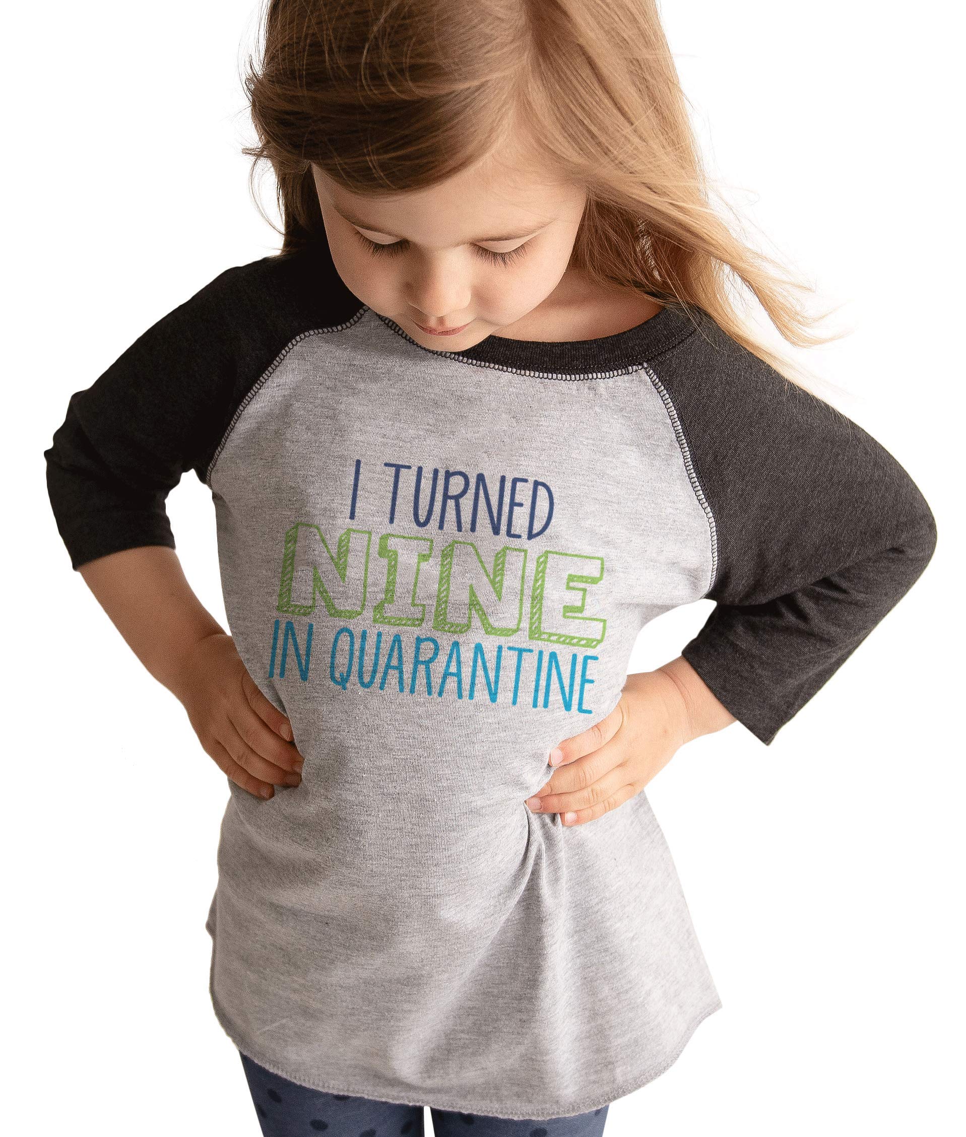 7 Ate 9 Apparel Boys' 9th Birthday T-Shirt - Funny Math Pun Quarantine Outfit for Parties & Virtual Celebrations