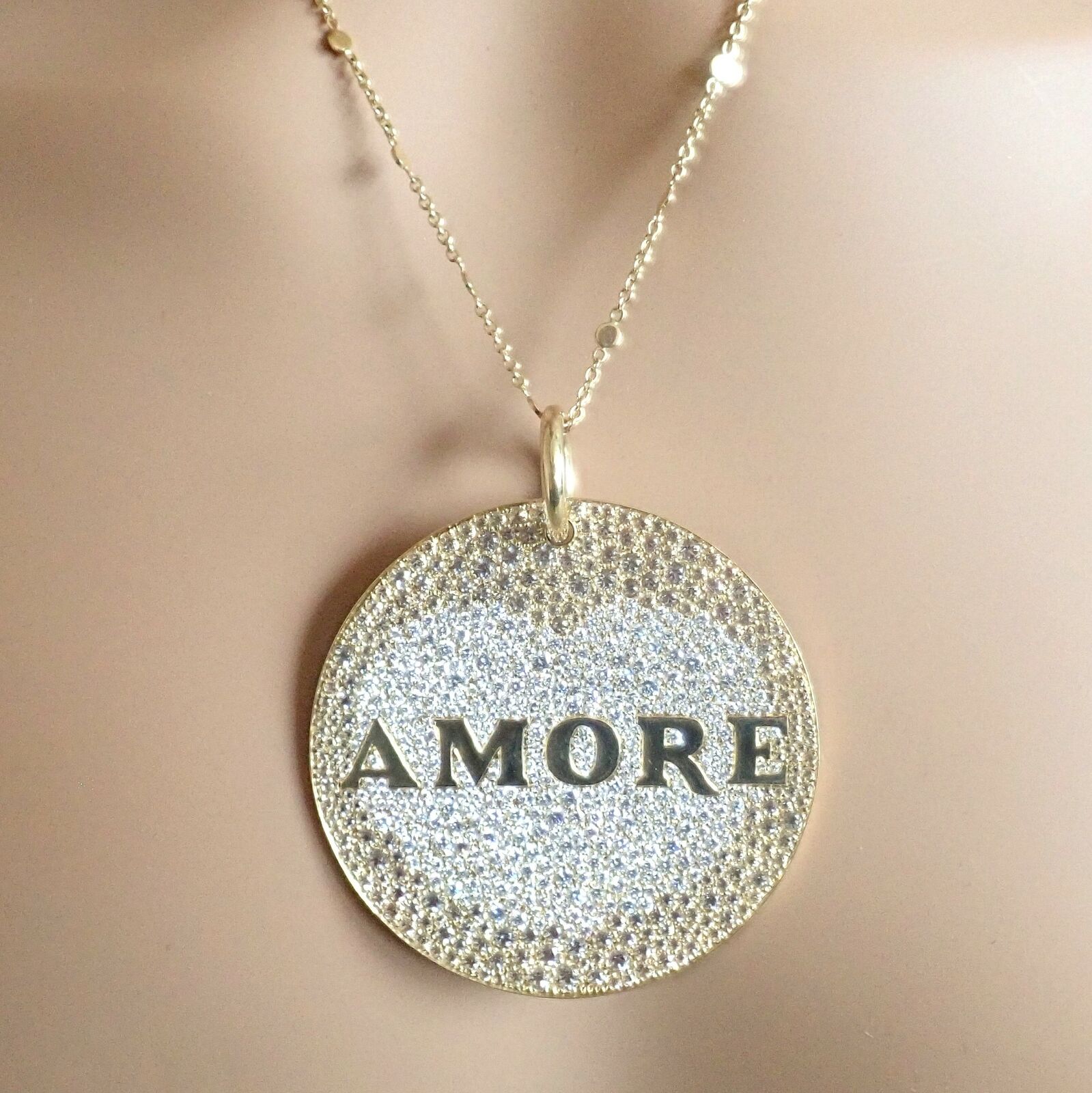 Pasquale Bruni 18k Yellow Gold Extra Large Diamond & Sapphire Amore Pendant Necklace for Women - Elegant Jewelry Gift for Anniversary, Valentine's Day & Special Occasions
