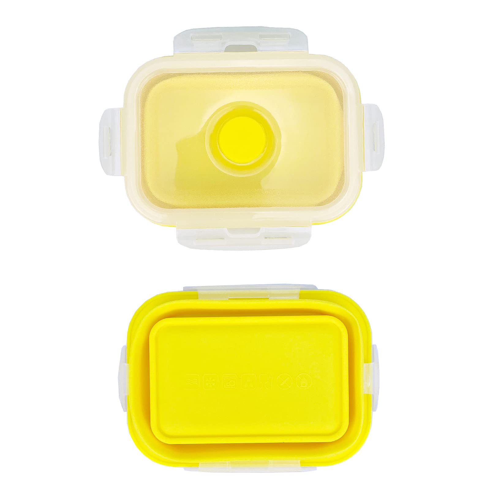CCyanzi 3-Piece Collapsible Food Storage Containers with Lids - BPA-Free Silicone Lunch Box Set | Microwave, Freezer & Dishwasher Safe | Space Saving for Kitchen, Office & Camping (Yellow) | Perfect for Meal Prep, Leftovers & Outdoor Adventures