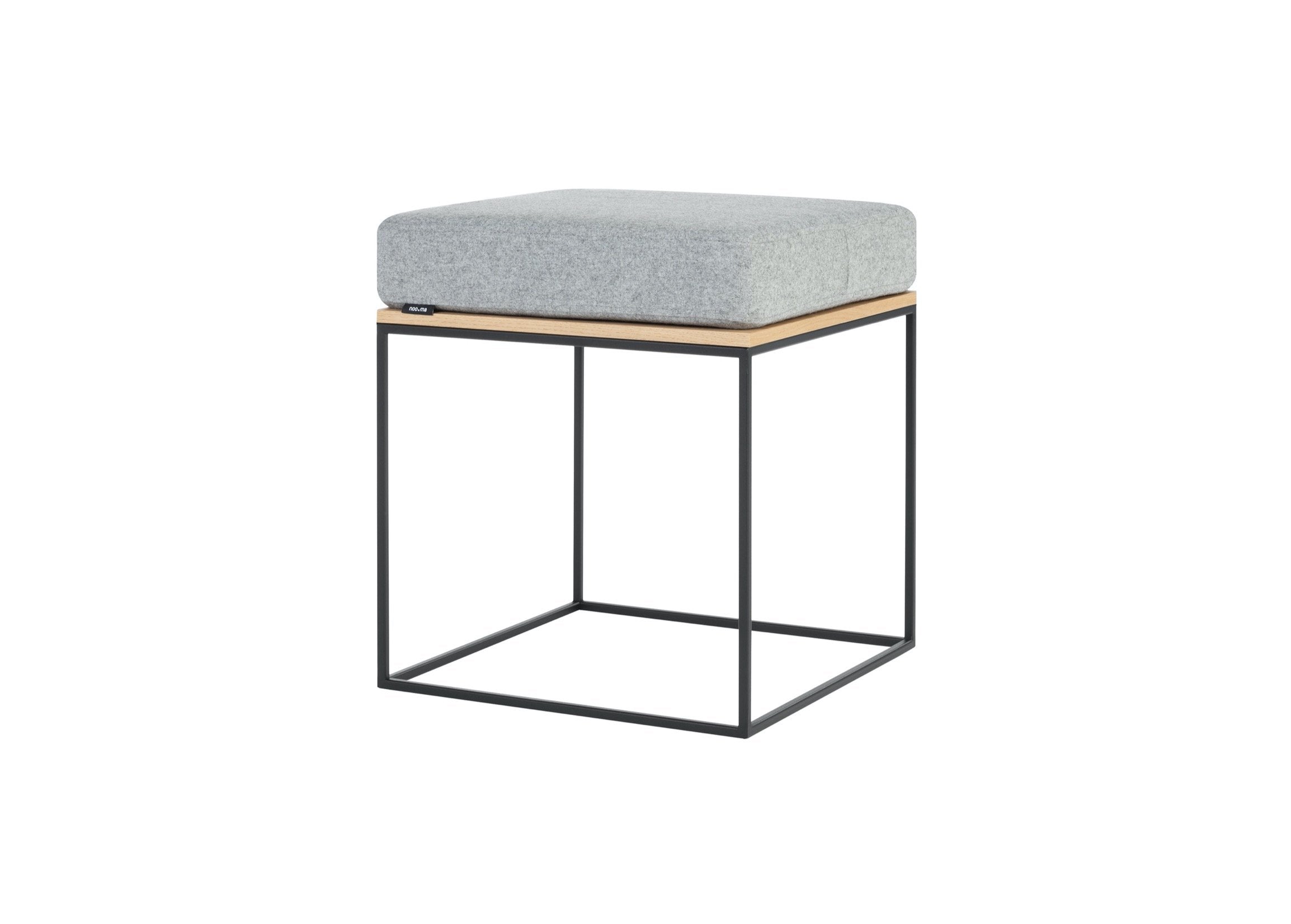 Feo Pouf Ottoman - Light Grey Oak Fabric Footstool for Living Room, Bedroom & Lounge | Stylish Seating & Footrest