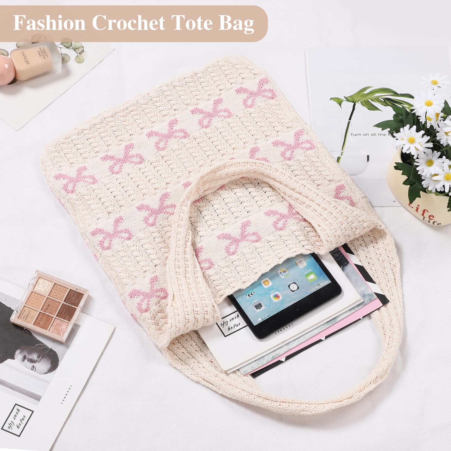Sightor Crochet Tote Bag for Women - Breathable Mesh Beach Bag, Knit Summer Hobo Purse, Stylish Boho Shoulder Bag for Vacation, Pool & Shopping