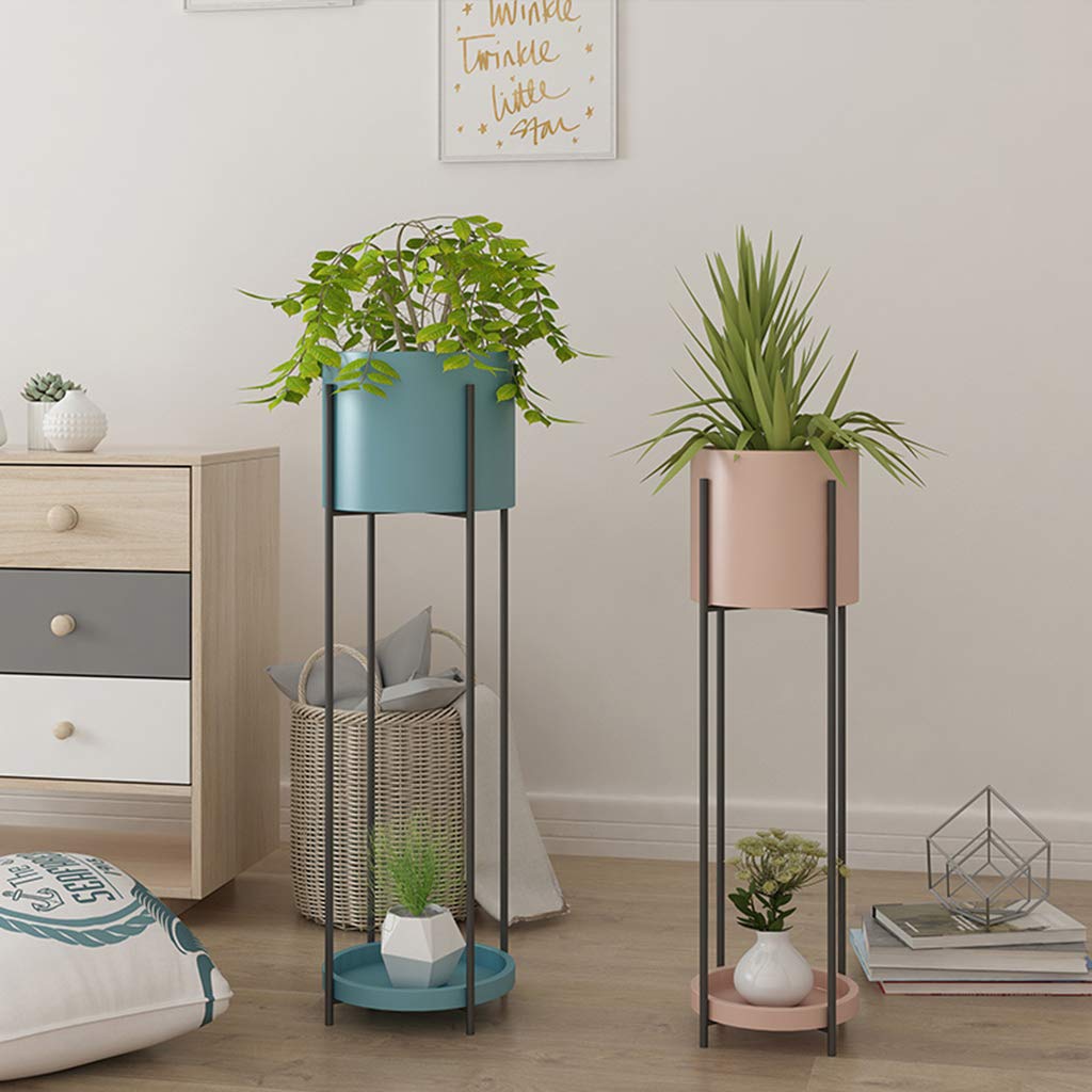 Creative Iron Art Flower Stand - 80CM Blue Indoor Floor Plant Holder for Living Room, Balcony, Garden | Perfect for Green Radish, Potted Plants & Home Decor