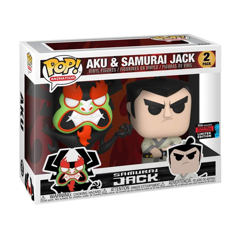 Funko Pop! Aku & Samurai Jack 2-Pack Action Figure Set - 2019 Fall Convention Exclusive - Perfect for Collectors & Anime Fans - Display on Shelves, Desks, or Gift for Pop Culture Enthusiasts