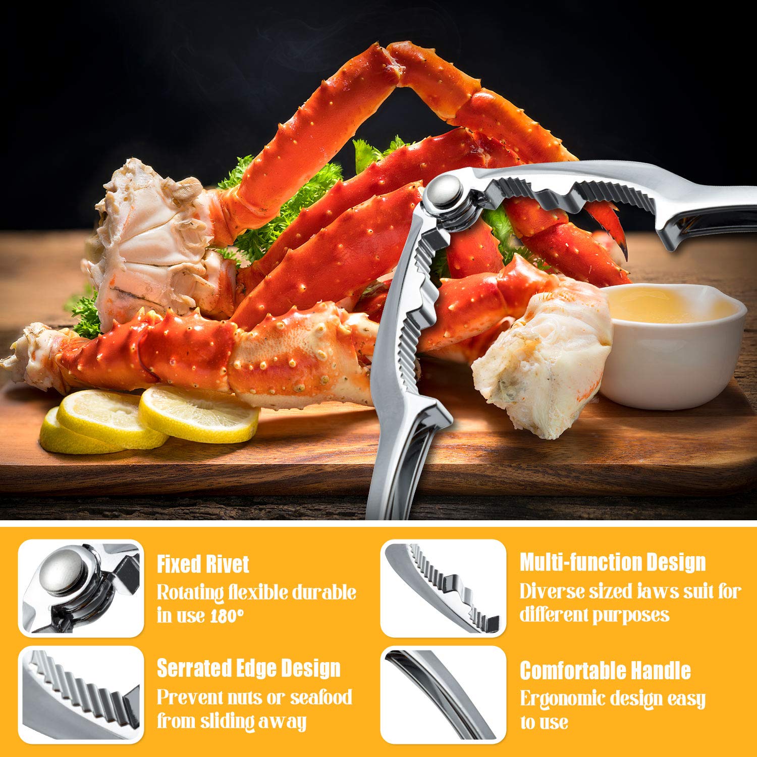 100 Pcs Heavy Duty Crab & Lobster Crackers Set - Premium Seafood & Nut Cracking Tools for Kitchen, Restaurants, and Outdoor Picnics