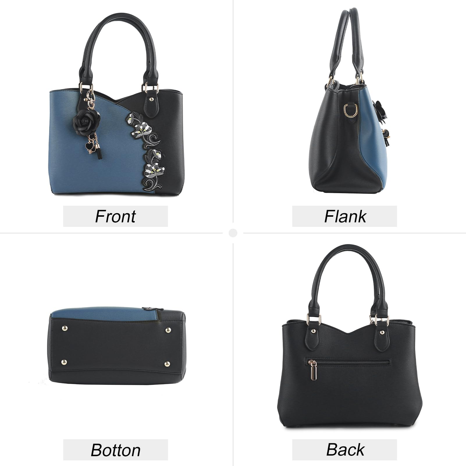 ELDA Women's Embroidery Handbag - Stylish Top Handle Purse for Work & Travel