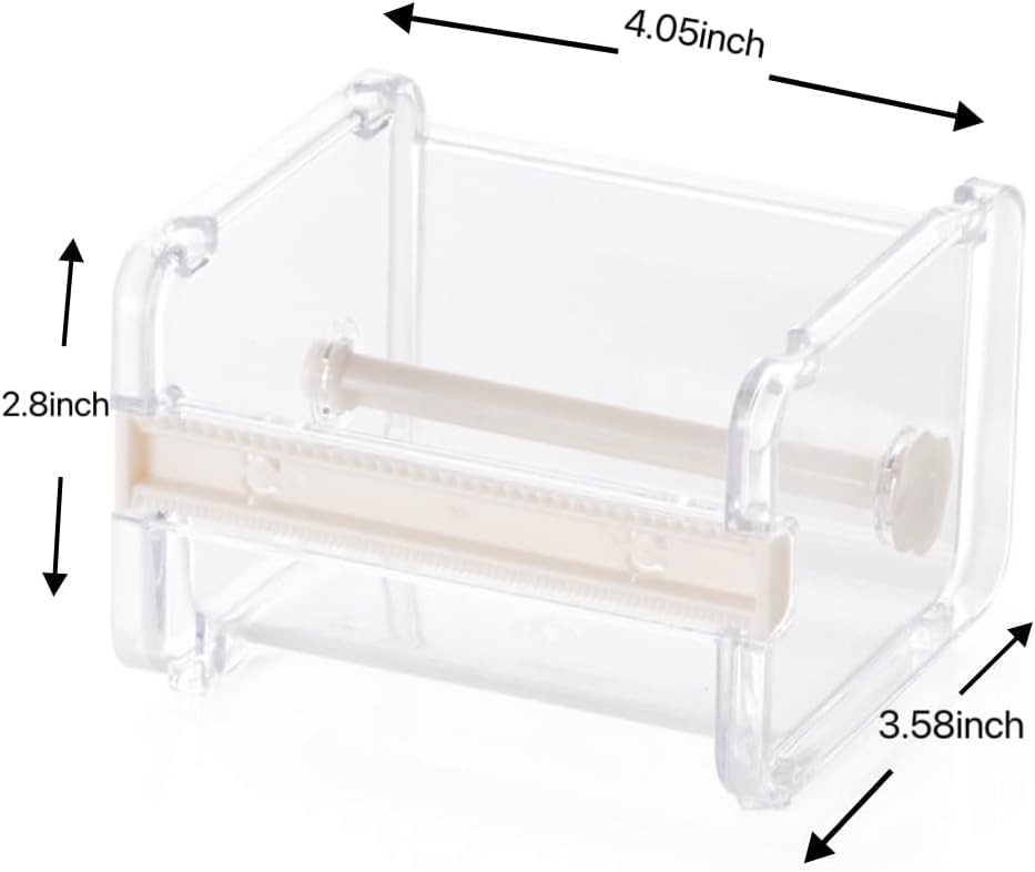 Clear Washi Tape Dispenser with Cutter - Desktop Organizer for Office & DIY Craft Supplies - Perfect for Scrapbooking, Gift Wrapping & Stationery Storage