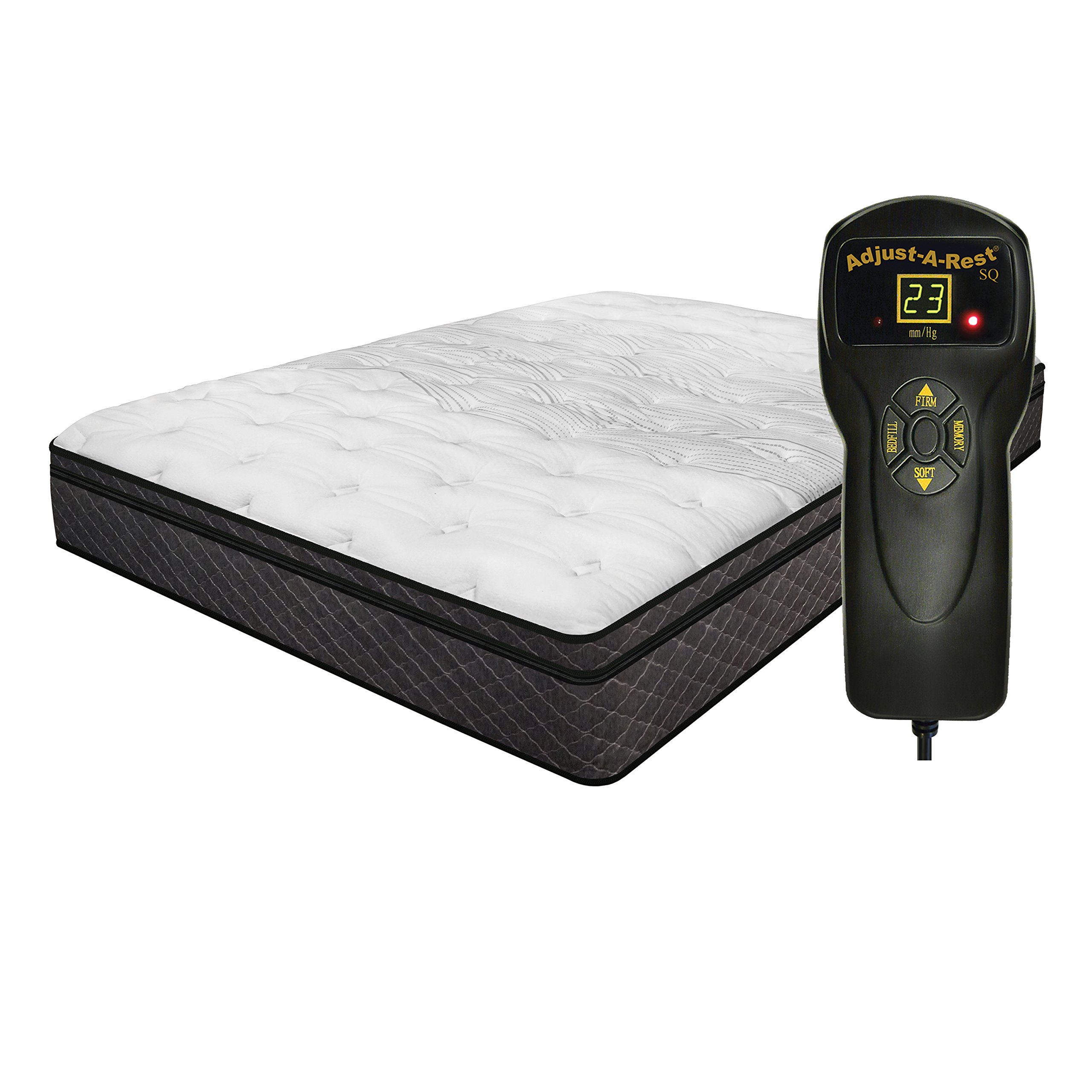 InnoMax Harmony Single Air Chamber Pillow Top Air Mattress - Queen Size, White Top with Grey/Black Slate Side Panels - Comfortable Inflatable Bed for Camping, Guest Room & Home Use