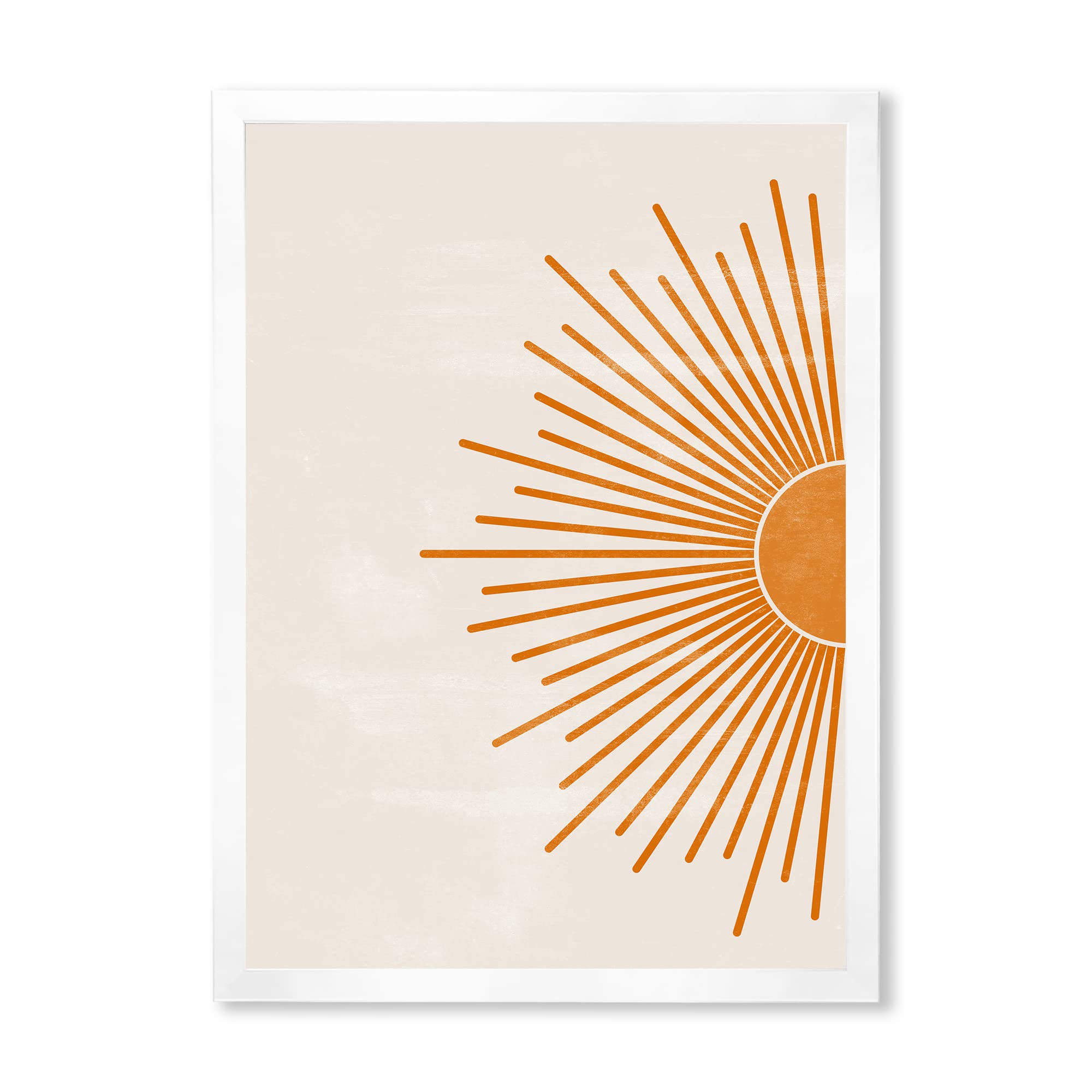 Modern Orange Sun Print Framed Wall Art - Vibrant Home Decor for Living Room, Bedroom & Office - Ready to Hang Contemporary Artwork