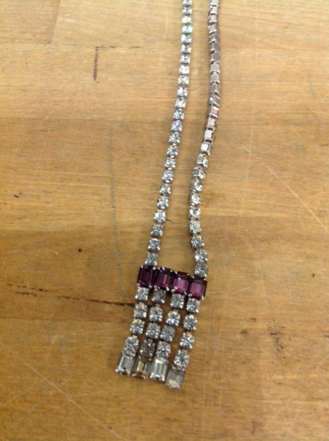 Elegant Purple Rhinestone Necklace for Women - Sparkling Crystal Jewelry Gift for Party, Wedding & Evening Occasions