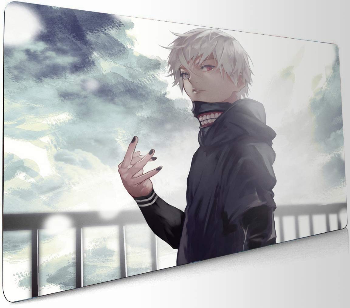 Tokyo Ghoul Anime Gaming Mouse Pad - Extra Large Desk Mat for Computer & Keyboard - Kaneki Ken Themed Non-Slip Mousepad (14.7