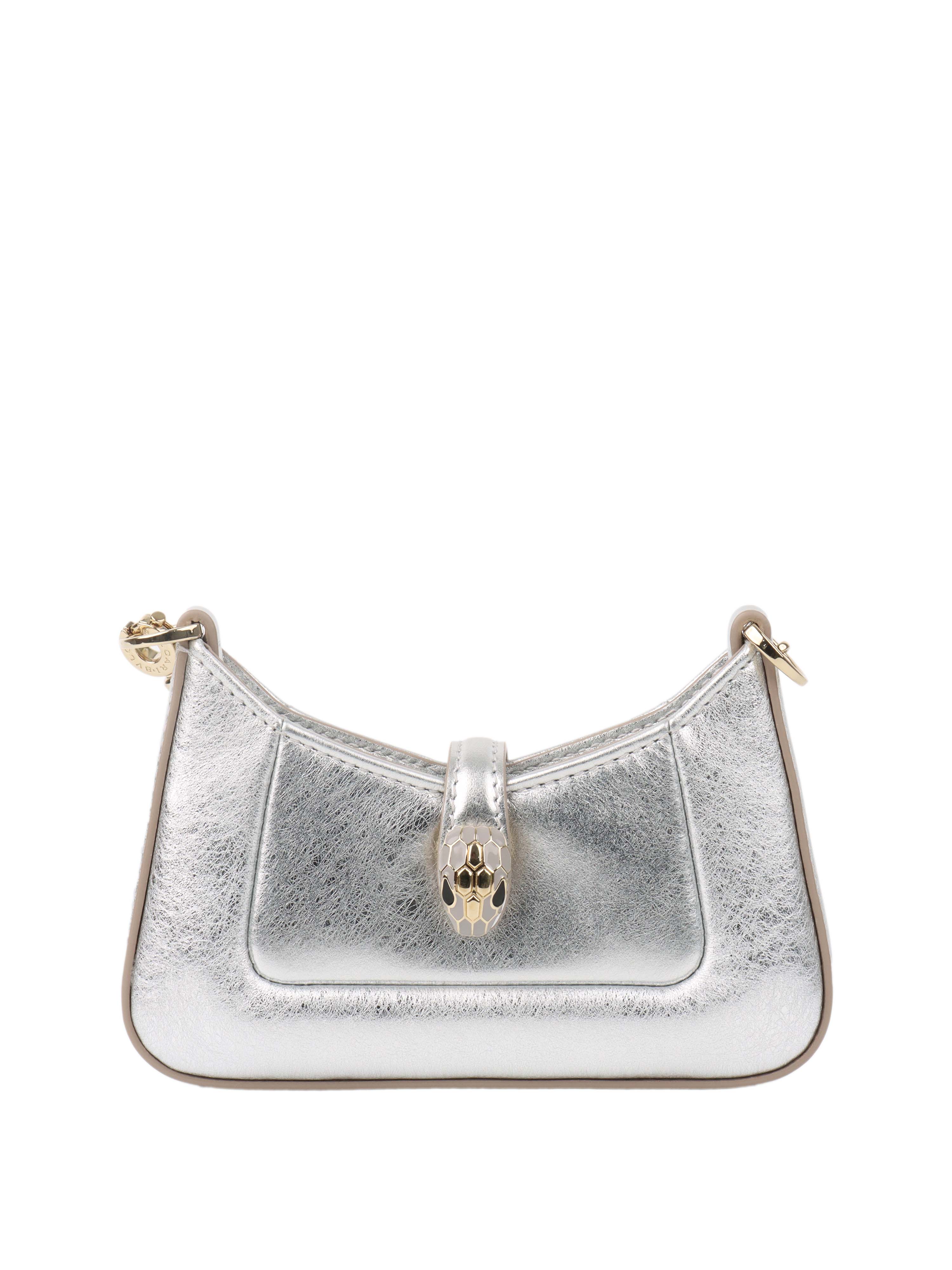 Bvlgari Metallic Silver Mini Serpenti Shoulder Bag - Luxury Designer Crossbody Purse for Women | Perfect for Evening Parties, Date Nights & Special Occasions