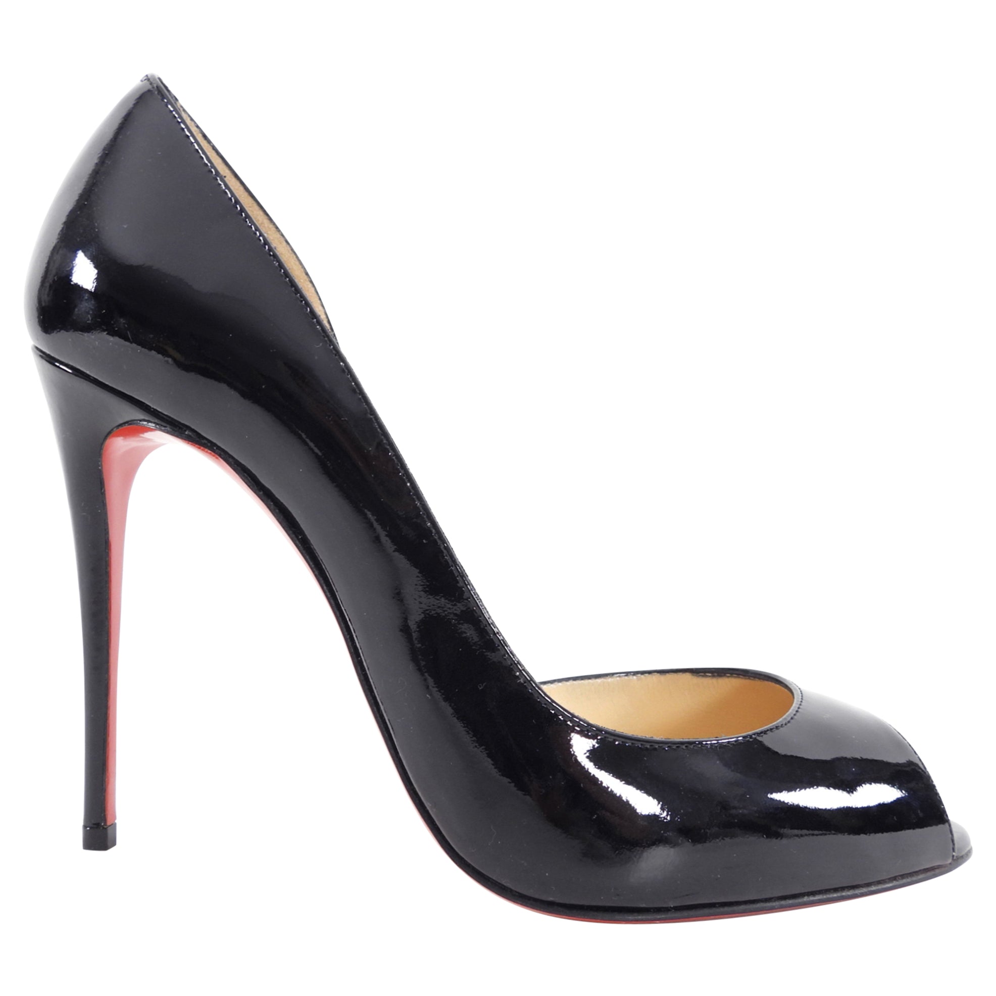 Christian Louboutin Black Patent Leather Demi You 100mm Pumps Size 37 - Elegant High Heels for Women, Perfect for Evening Parties, Weddings & Special Occasions