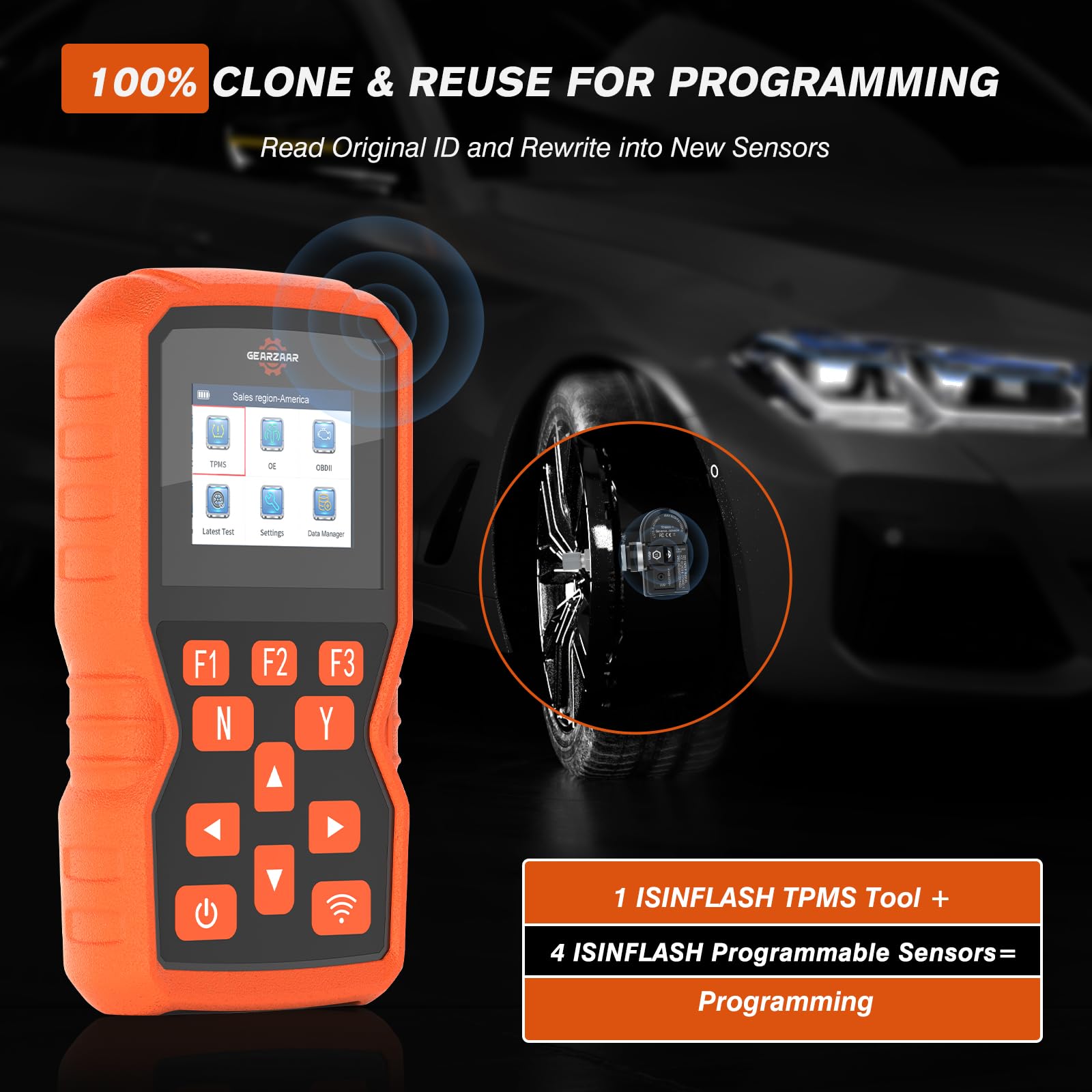 XTP-SP820 TPMS Programming Tool - 315MHz & 433MHz Tire Pressure Monitor System Relearn Kit with 4 Programmable Metal Sensors | Original Sensor ID Cloning, Reset & Activation | Perfect for Auto Shops, Mechanics & DIY Car Maintenance