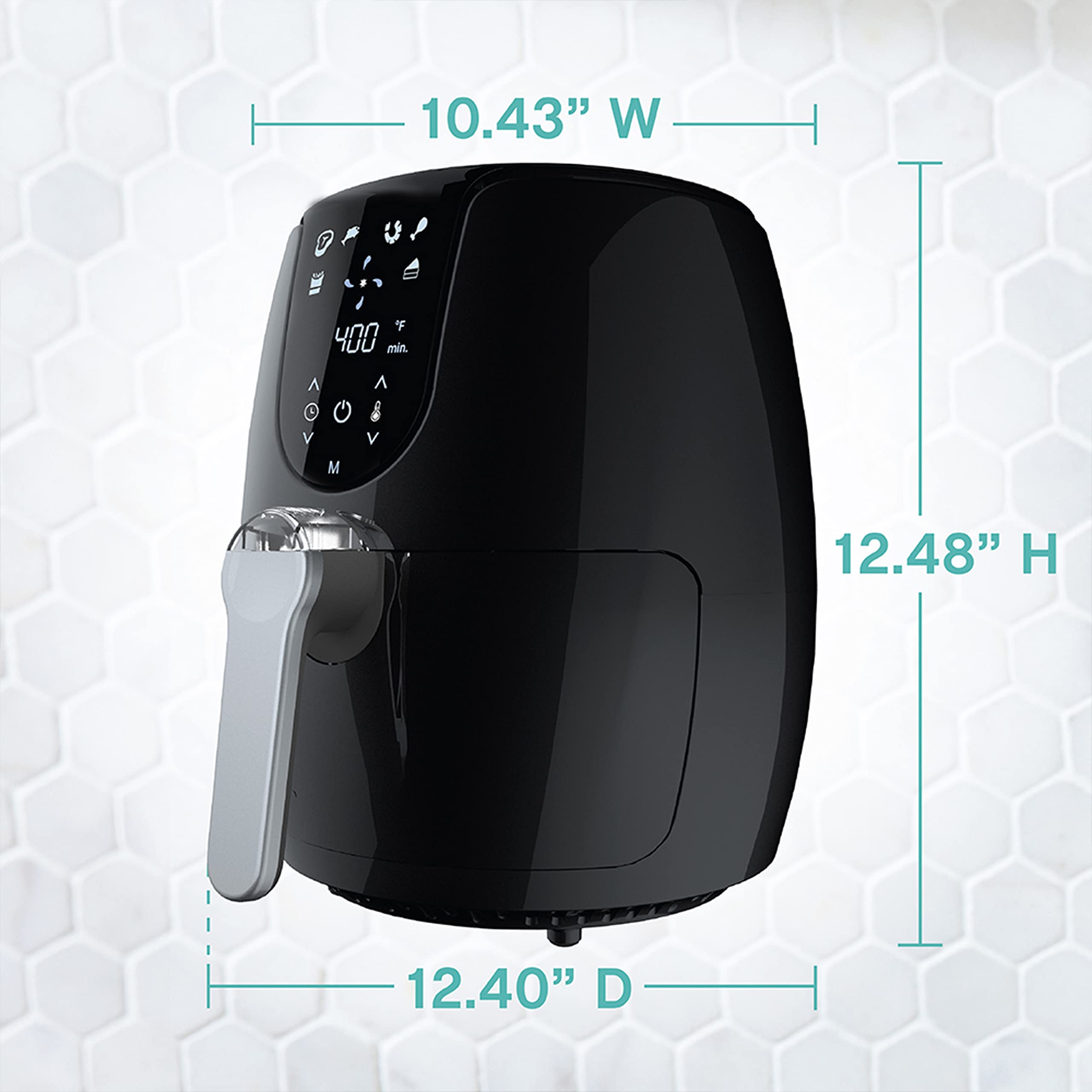 West Bend 3.7-Quart Digital Air Fryer with 6 Presets, 30-Min Timer & Nonstick Coating - Perfect for Healthy Frying, Roasting & Baking at Home (Black)