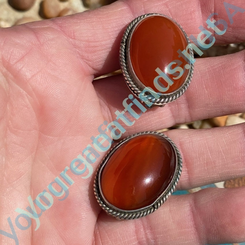 Vibrant Red Sardonyx Clip-On Earrings in Sterling Silver - Perfect for Parties, Weddings & Special Occasions