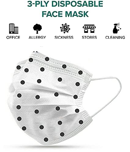 Wisezag 50-Pack Disposable 3-Layer Printed Surgical Face Masks for Women with Nose Clip - White, Comfortable & Breathable - Perfect for Daily Use, Work, Travel & Public Safety