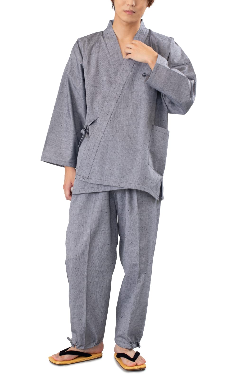 Authentic Japanese Samue Men's Traditional Loungewear - Made in Japan (Gray, Medium) - Perfect for Meditation, Yoga & Relaxation at Home