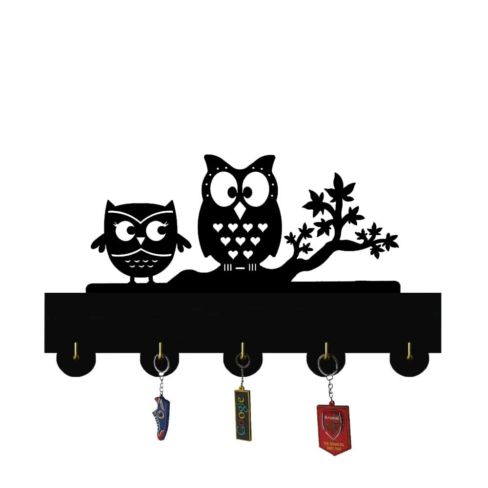 Creative Owl-Shaped Wooden Wall Hooks - Black Wood Coat Key Holder for Entryway & Bedroom Organization | Durable Quality Wooden Hooks for Hanging Coats, Hats, Bags & Keys