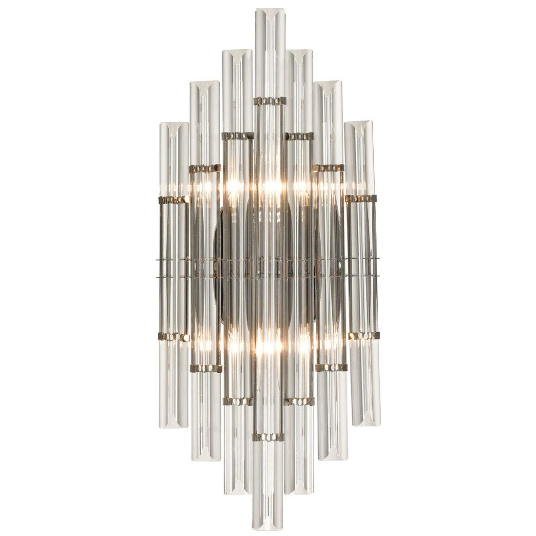 HOLKIRT Mid-Century Modern Wall Sconce Lighting - 2-Light Crystal Rod Vanity Light for Bedroom, Living Room & Bathroom - Perfect for Ambient Lighting and Home Decor