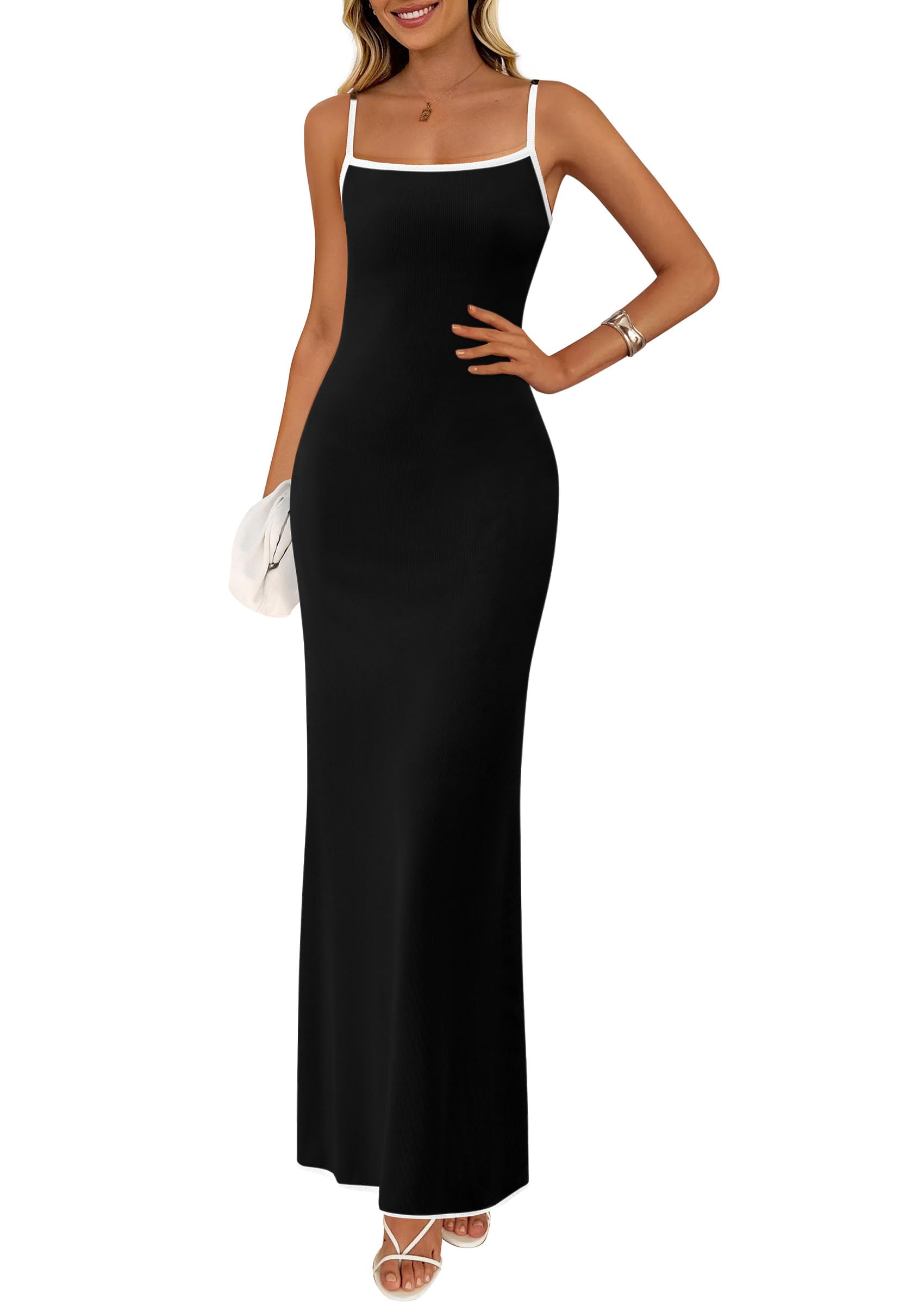 PRETTYGARDEN Women's Sexy Bodycon Sundress - Spaghetti Strap Summer Maxi Dress for Vacation & Beach Wear 2025 | Spring & Summer Resort Dresses for Pool Party, Date Night, Tropical Getaway