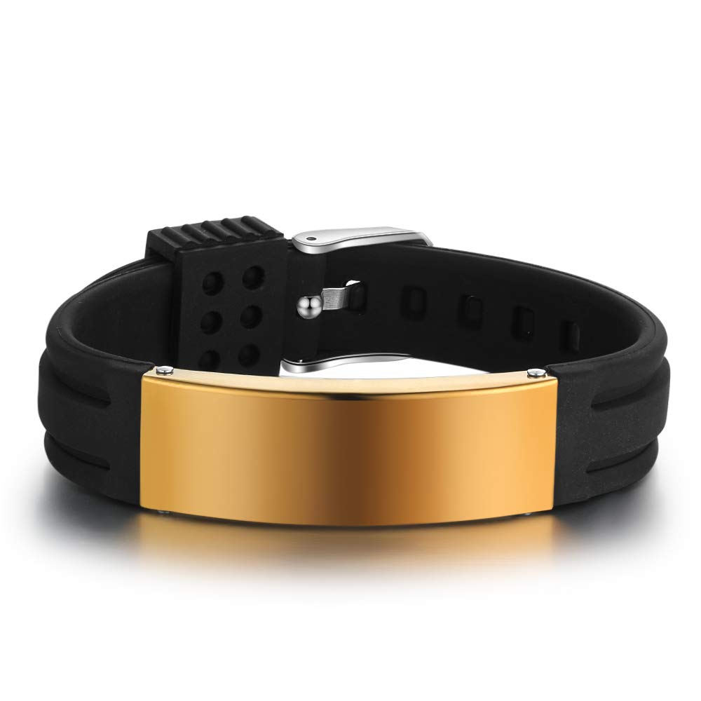 Adjustable Medical ID Bracelet for Women & Men - Custom Silicone Sport Wristband for Kids & Adults | Perfect for Allergies, Diabetes, Emergency Contact Info - Gym, Running, Hiking, Travel