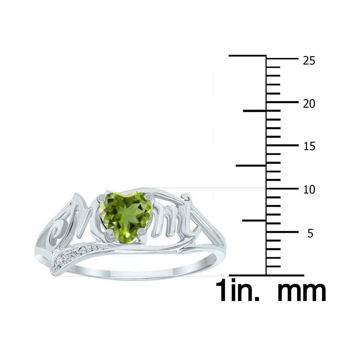 10K White Gold Heart Shaped MOM Ring with Genuine Gemstones & Diamonds (Amethyst, Citrine, More) - Perfect Gift for Mother's Day, Birthday & Anniversary