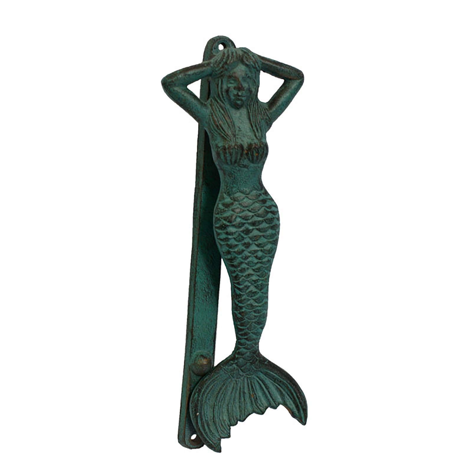 Antique Classic Green Cast Iron Fish Door Knocker - Outdoor, Yard, Porch Decor for Front Door, Garden & French Doors - Perfect for Coastal, Nautical & Farmhouse Style Home Decor