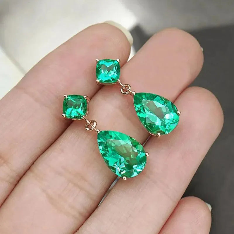 10K Gold Emerald Stud Earrings for Women - Lab Grown 14 Carat Gemstone Jewelry - Perfect Gift for Birthday, Anniversary & Special Occasions