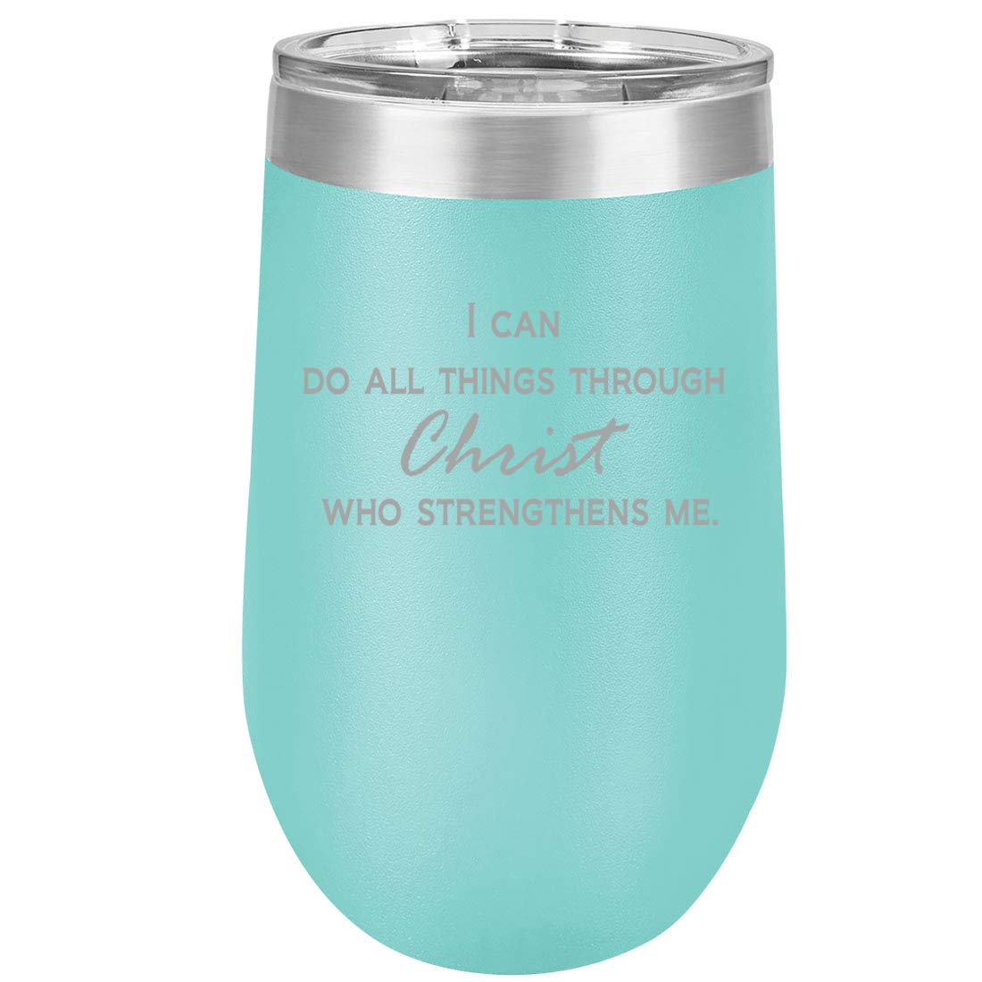 16 oz Double Wall Vacuum Insulated Stainless Steel Wine Tumbler with Lid - Stemless Coffee Travel Mug for Hot & Cold Drinks - Motivational Quote 