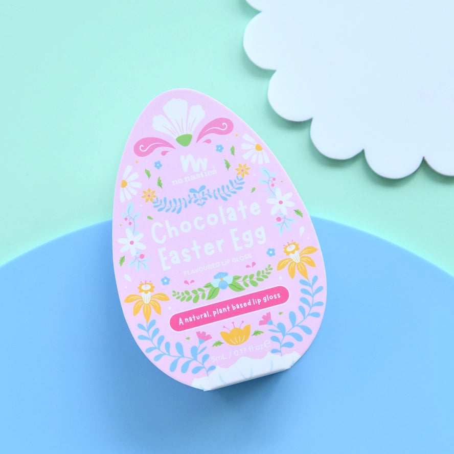 Easter Egg Surprise Gift Set - Chocolate Scented Lip Gloss & Nail Art Stickers for Kids - Perfect for Easter Basket Fillers, Party Favors & DIY Crafts