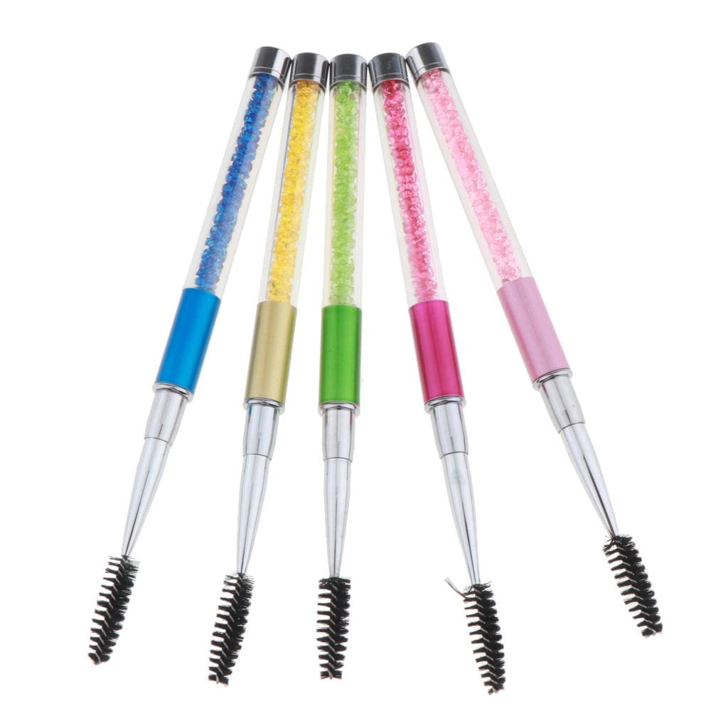 VMS INDIA 5-Piece Rhinestone Handle Makeup Brush Set - Eyelash Comb, Mascara Wand & Cosmetic Applicators | Perfect for Professional Makeup Artists & Home Beauty Routines