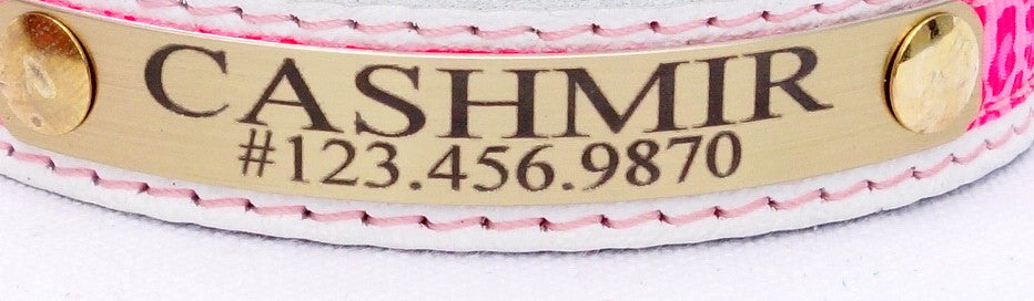 Personalized Leather Cat Collar with Engraved Plate - Lightweight, Soft Suede Lined, 5/8