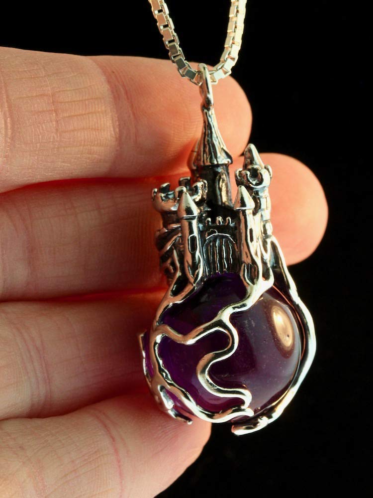 Castle in the Clouds Necklace - Sterling Silver Crystal Pendant with Orb Charm | Elegant Jewelry for Women, Gift for Her | Perfect for Weddings, Anniversaries & Special Occasions
