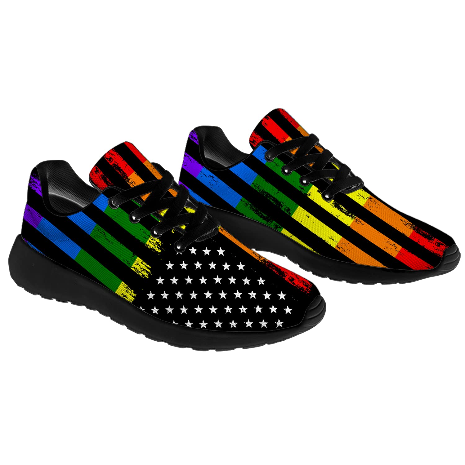 Unisex Pride Running & Walking Shoes - LGBT Rainbow & American Flag Sneakers for Men & Women - Size 10 Men/11.5 Women - Perfect for Pride Parades, Gym Workouts & Casual Wear