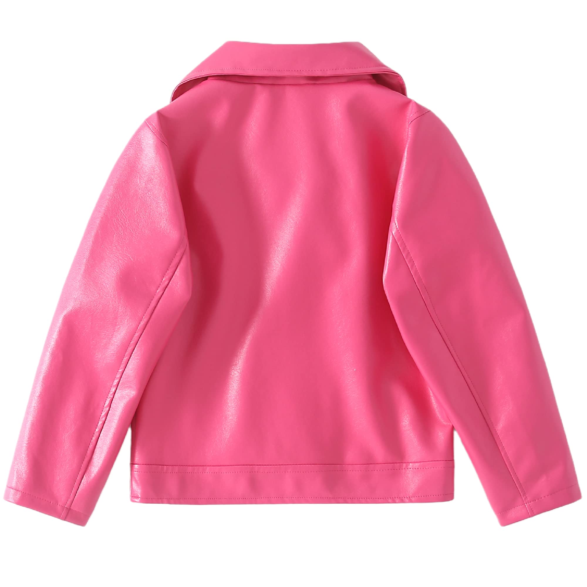 Girls Faux Leather Motorcycle Jacket - Windproof Bomber Coat with Zipper Pockets for Kids Ages 4-14 | Stylish Spring & Fall Outerwear for School, Riding & Outdoor Activities