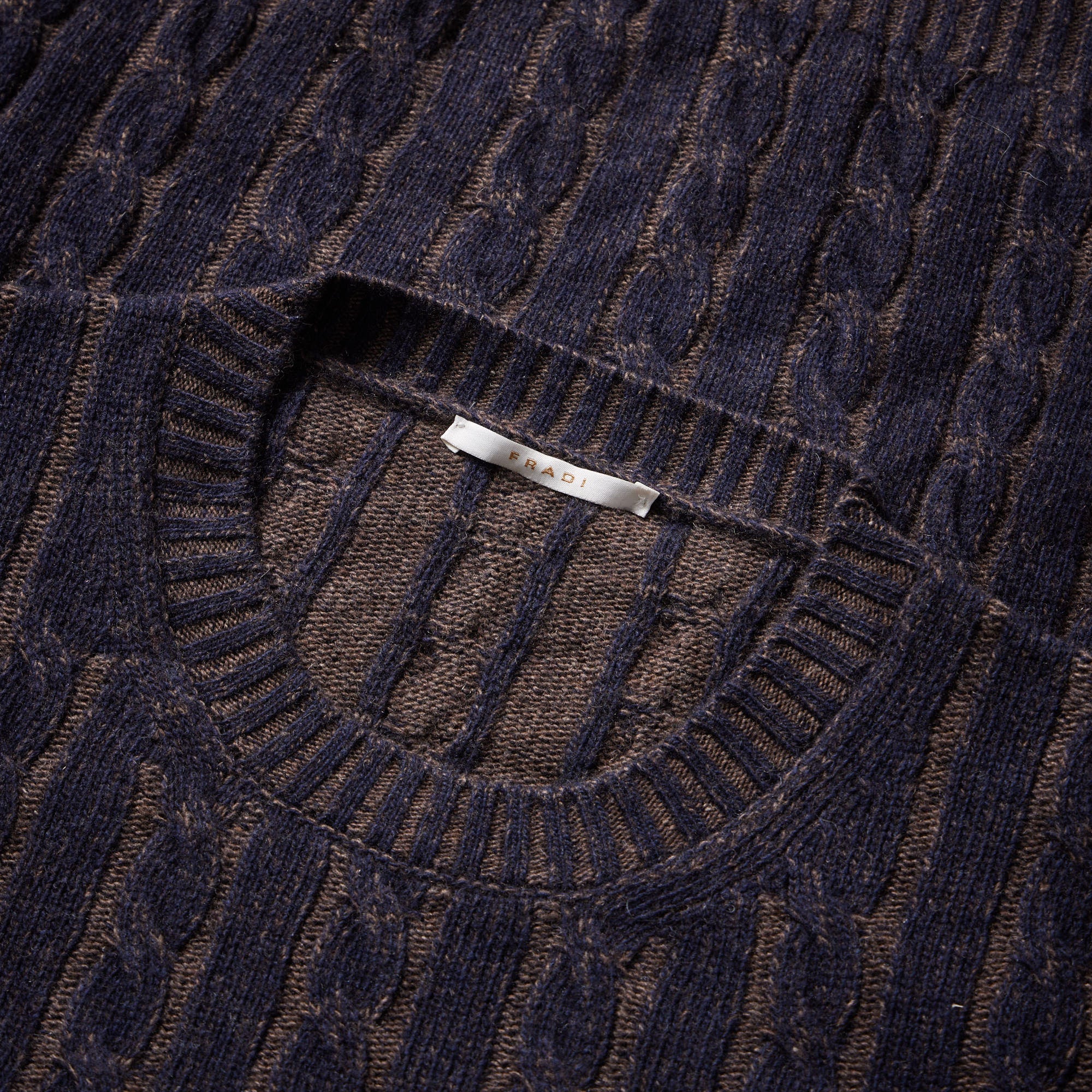 FRADI Men's Navy & Brown Knit Sweater - Comfortable Casual Pullover for Fall and Winter Outfits