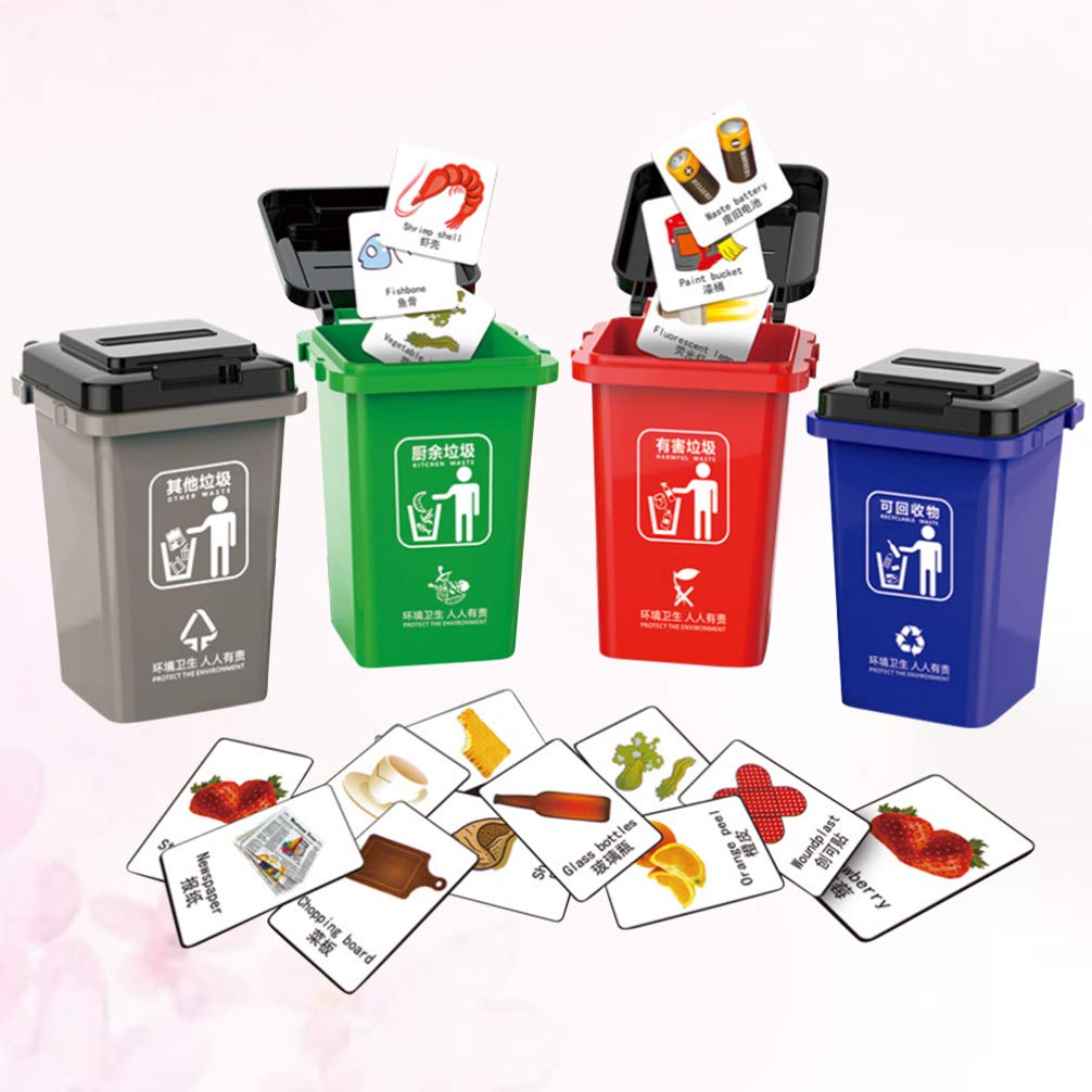NUOBESTY 1 Set Mini Desktop Wastebasket Toy - Cute Garbage Bin for Kids, Toddlers & Students - Fun Pretend Play Cleaning Set for Home, School & Office Use