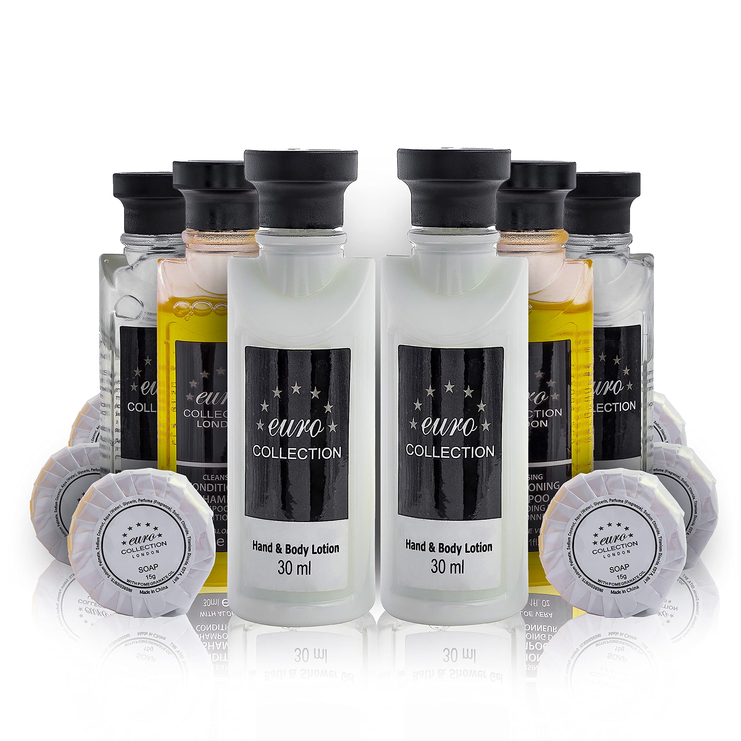 30ml Euro London Collection Bottle Conditioning Shampoo, Shower Gel & Body Lotion with 15g Soap - 400 Pack for Hotels, Spas & Travel