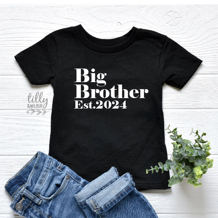 Big Brother Est T-Shirt - Custom Personalized Year Design - Perfect for Birthdays, Anniversaries & Family Gifts
