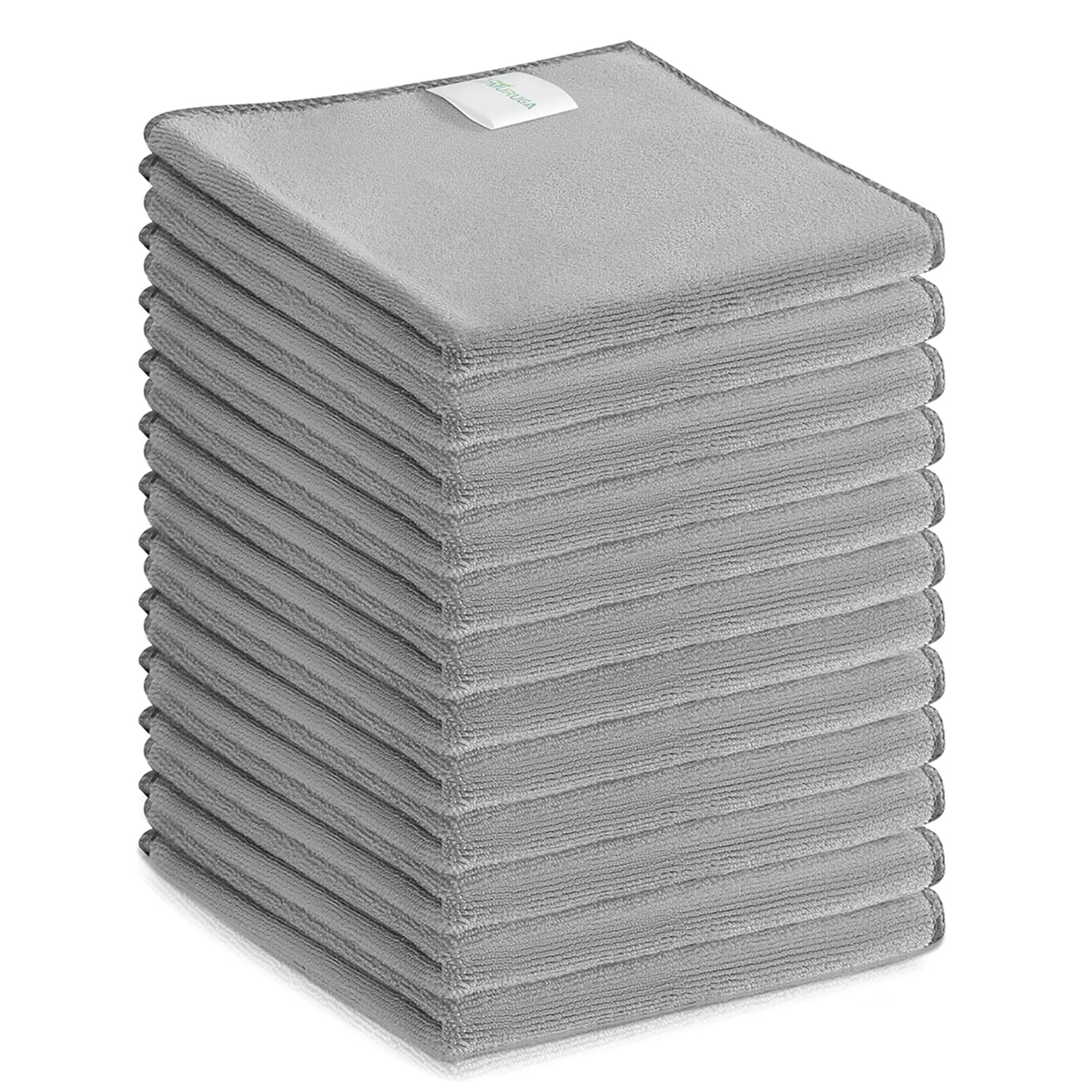 12-Pack Premium Microfiber Cleaning Cloths - Ultra Soft Face Towels, Makeup Remover Wipes & Multipurpose Cleaning Rags for Kitchen, Dishes, Dust & Dirt - Highly Absorbent & Quick-Dry (Grey) - Perfect for Home, Gym & Travel Use