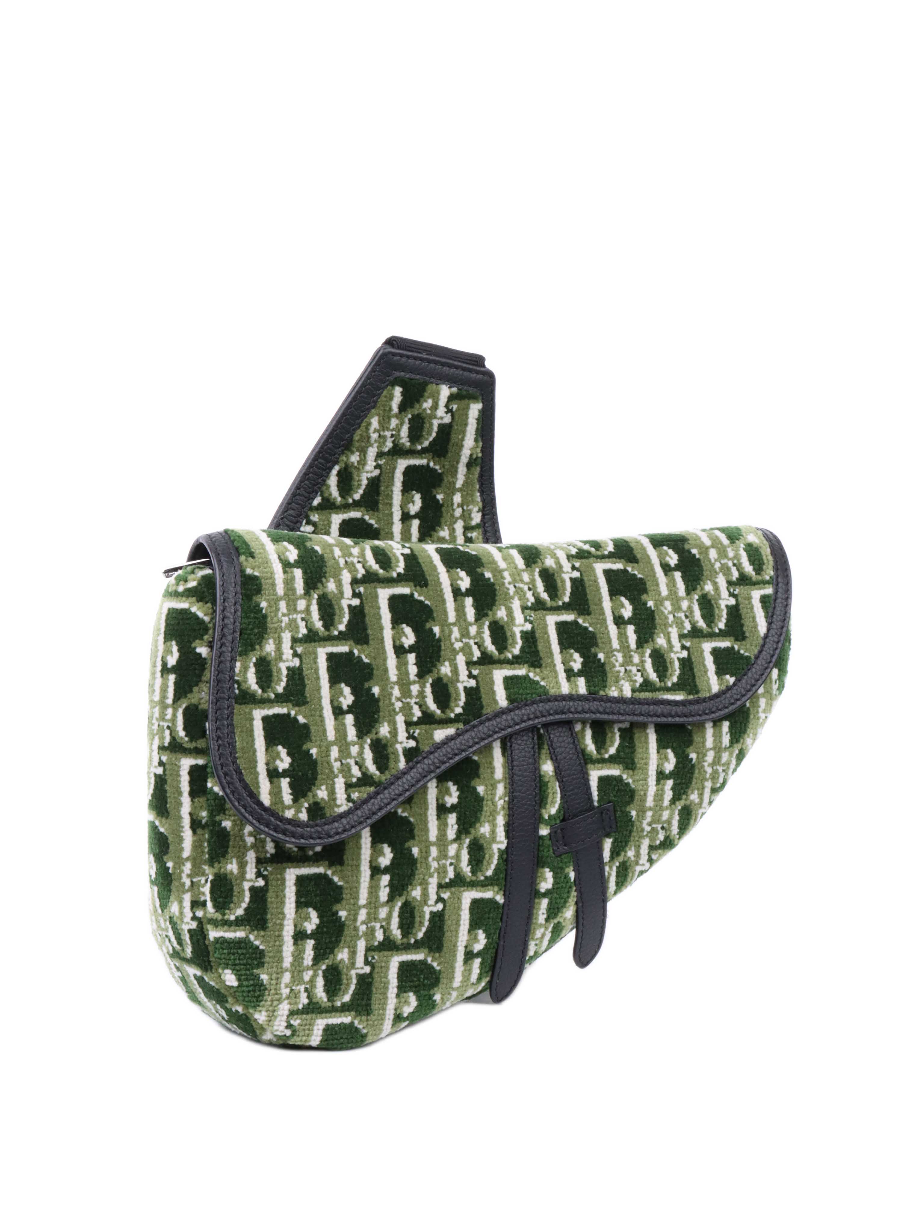 Dior Green Wool Saddle Bag - Luxury Designer Handbag for Women | Perfect for Work, Travel & Evening Events